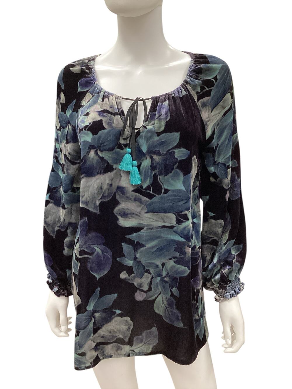 Johnny Was LosAngeles Top/Tunic Women’s SZ S Rayon/ Silk Blend Soft ShadesOfBlue